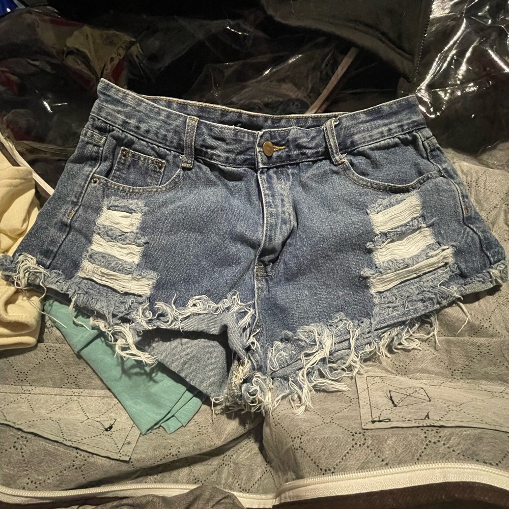 SHEIN Distressed Blue Jean Shorts